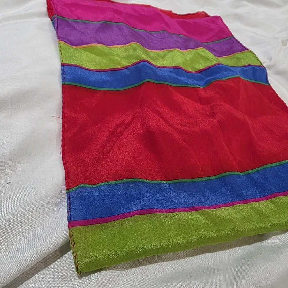 Vintage Liz Claiborne‎ Silk Scarf Colorblock 90S Retro Bold Luxury